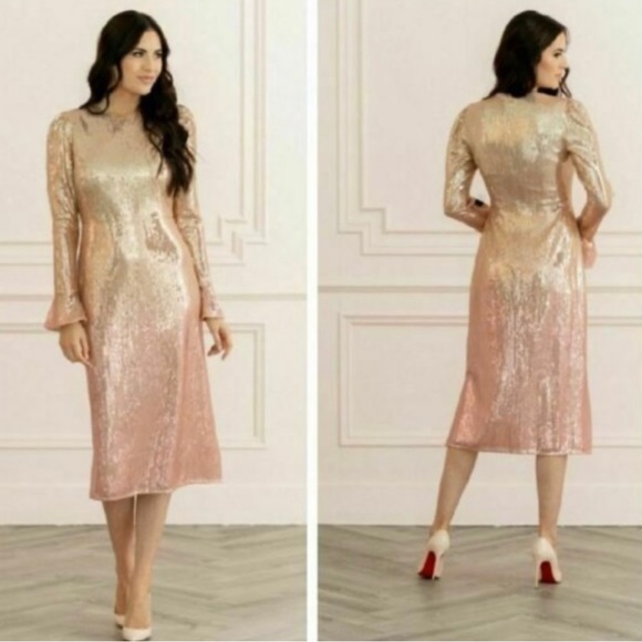Rachel Parcell Dresses & Skirts - Rachel Parcell Sequin Long Sleeve Pink Ombré Dress Size XS